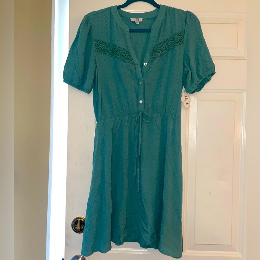 Breathable business casual button-up midi dress